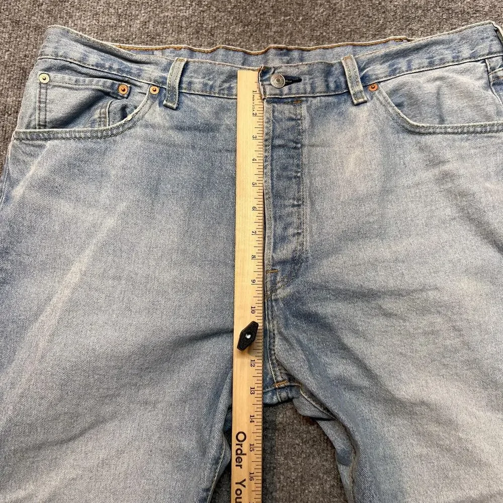 Levis 501 Jeans Mens 40x29 Blue Light Wash Straight Leg Button Fly Denim Pants